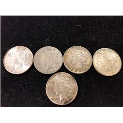 5 Peace Silver Dollars