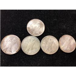 5 Peace Silver Dollars