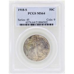 1918-S Walking Liberty Half Dollar Coin PCGS MS64