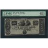 Image 1 : 1830's $50 The Sussex Bank Obsolete Note PMG Choice Uncirculated 64EPQ