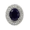 Image 1 : 14KT White Gold 10.18 ctw Oval Cut Blue Sapphire and Diamond Wedding Ring