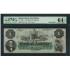 Image 1 : 1800's $1 The Bank of America Obsolete Note PMG Choice Uncirculated 64EPQ