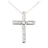 Image 1 : 14KT White Gold 1.00 ctw Diamond Cross Pendant with Chain