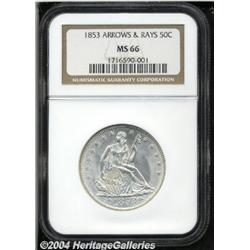 1853[50C] Arrows and Rays MS66 NGC.