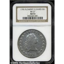 1795[S$1] Flowing Hair, Three Leaves AU53 NGC.