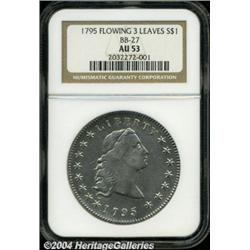 1795[S$1] Flowing Hair, Three Leaves AU53 NGC.