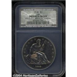 1838[PS$1] Name Omitted, Judd-84 Restrike, Pollock-93, R.5, Impaired Proof, Polished, Artificially T