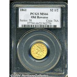 1861[$2 1/2] Old Reverse, Type One MS66 PCGS.