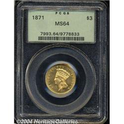 1871[$3] MS64 PCGS.