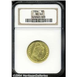 1806[$5] Round Top 6, 7x6 Stars MS60 NGC.
