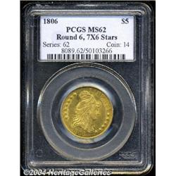 1806[$5] Round Top 6, 7x6 Stars MS62 PCGS.