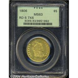 1806[$5] Round Top 6, 7x6 Stars MS63 PCGS.