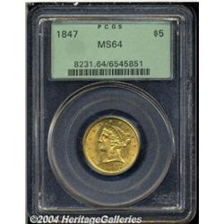 1847[$5] MS64 PCGS.