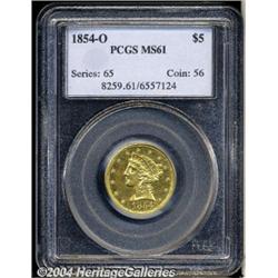 1854-O[$5] MS61 PCGS.