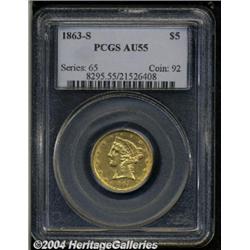 1863-S[$5] AU55 PCGS.