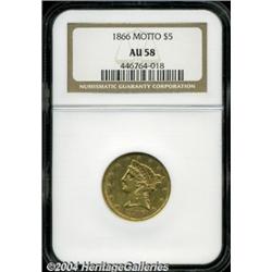 1866[$5] AU58 NGC.