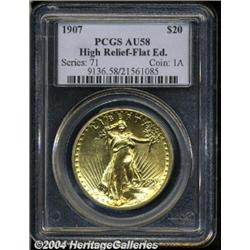 1907[$20] High Relief, Flat Rim AU58 PCGS.