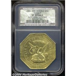1851[$50 RE] Humbert Fifty Dollar, 880 Thous., VF Details, Improperly Cleaned, NCS.