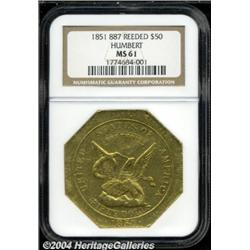 1851[$50 RE] Humbert Fifty Dollar, 887 Thous. MS61 NGC.