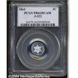 1863[3C] Three Cent Silver, Judd-322, Pollock-387, High R.7, PR66 Deep Cameo PCGS.