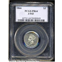 1866[$3] Three Dollar, Judd-543, Pollock-608, High R.7, PR64 PCGS.