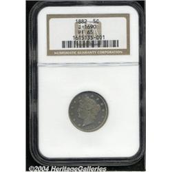 1882[5C] Liberty Head Five Cents, Judd-1690, Pollock-1892, R.5, PR65 NGC.