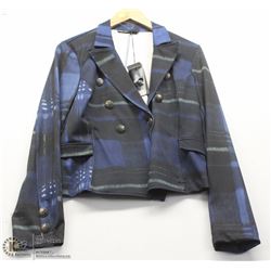 (WOMENS) DONNA DURA BLUE AND BLACK PRINTED LADIES BLAZER