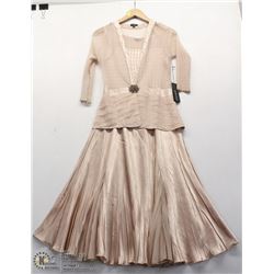 (WOMENS) KOMAROV PINK EVENING DRESS WITH SHEAR OVERTOP