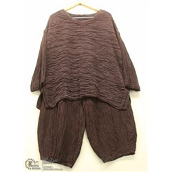 (WOMENS) GRIZAS DARK PURPLE LINEN PANT AND SHIRT SET