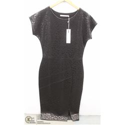 (WOMENS) AAIKO BLACK PRINT FITTED DRESS SIZE MEDIUM