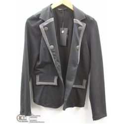 (WOMENS) DONNA DURA BLACK AND GREY BLAZER SIZE 38