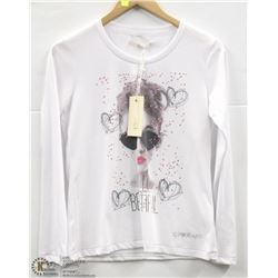 (WOMENS) GAUDI WHITE PRINTED LONG SLEEVE TOP SIZE SMALL