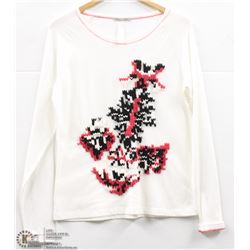 (WOMENS) TUZZI WHITE LONGSLEEVE KNIT PATTERN TOP