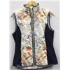 Image 1 : (WOMENS) SPORTALM NAVY AND FLOWER PRINT ZIP UP VEST SIZE 6