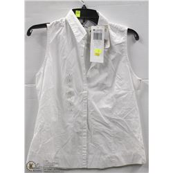 (WOMENS) COLUMBIA WHITE SLEEVELESS BUTTON UP TOP SIZE SMALL