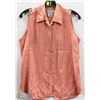 Image 1 : (WOMENS) COLUMBIA PEACH PLAID SLEEVELESS BUTTON UP TOP
