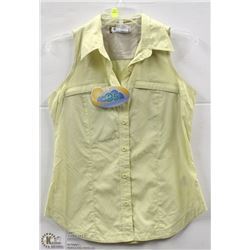(WOMENS) COLUMBIA CHARTREUSE SLEEVELESS BUTTON UP TOP