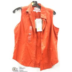 (WOMENS) COLUMBIA RED SLEEVELESS BUTTON UP TOP SIZE SMALL