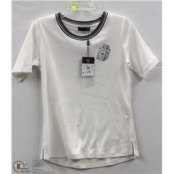 (WOMENS) THOMAS RABE WHITE T-SHIRT W/ SEQUIN BOTTLE DESIGN