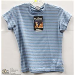 (WOMENS) COLUMBIA BLUE STRIPED T-SHIRT SIZE MEDIUM