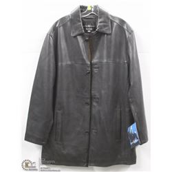 (WOMENS) SELECTIONS BLACK LEATHER TRENCH SIZE SMALL