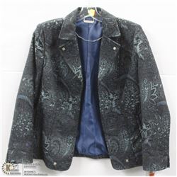 (WOMENS) TANJAY BLACK AND BLUE PRINTED BLAZER