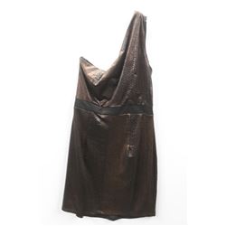 (WOMENS) SINGLE STRAP FAUX BROWN SNAKESKIN PATTERN DRESS