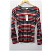 Image 1 : (WOMENS) SIGNAL RED AND GREY STRIPED LONG SLEEVE TOP