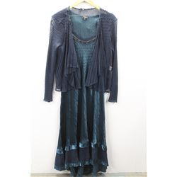 (WOMENS) KOMAROV DARK BLUE SLEEVELESS DRESS WITH SHEAR