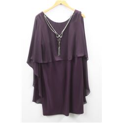 (WOMENS) LYMAN PURPLE DRESS WITH NECKLACE ACCENT SIZE 16