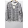 Image 1 : (WOMENS) SANDWICH WHITE AND NAVY TEXTURED LONG SLEEVE TOP