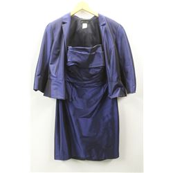 (WOMENS) FRASCARA DARK BLUE STRAPLESS DRESS WITH CAP JACKET