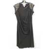 Image 1 : (WOMENS) JOSEPH RIBKOFF BLACK WRAP DRESS W/ BEADED SHOULDER