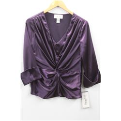 (WOMENS) JOSEPH RIBKOFF PURPLE SATIN-LIKE DRESS TOP SIZE 10